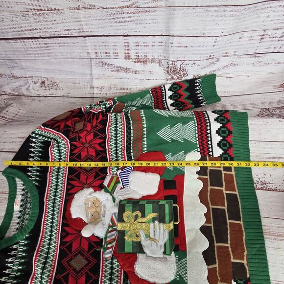 Holiday Time Sweater 3XL Santa Lg Slip in Pocket Fair Isle Ugly Christmas Party - Picture 11 of 14